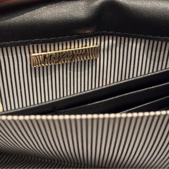 Mistique Black and Gold Fo-Croc-Embossed Wallet Clutch with Chain Detail - Picture 6 of 8